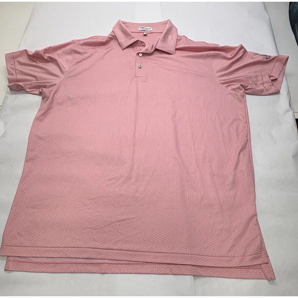 Peter Millar Summer Comfort XL Polo Shirt Pink Geometric Print Golf Logo